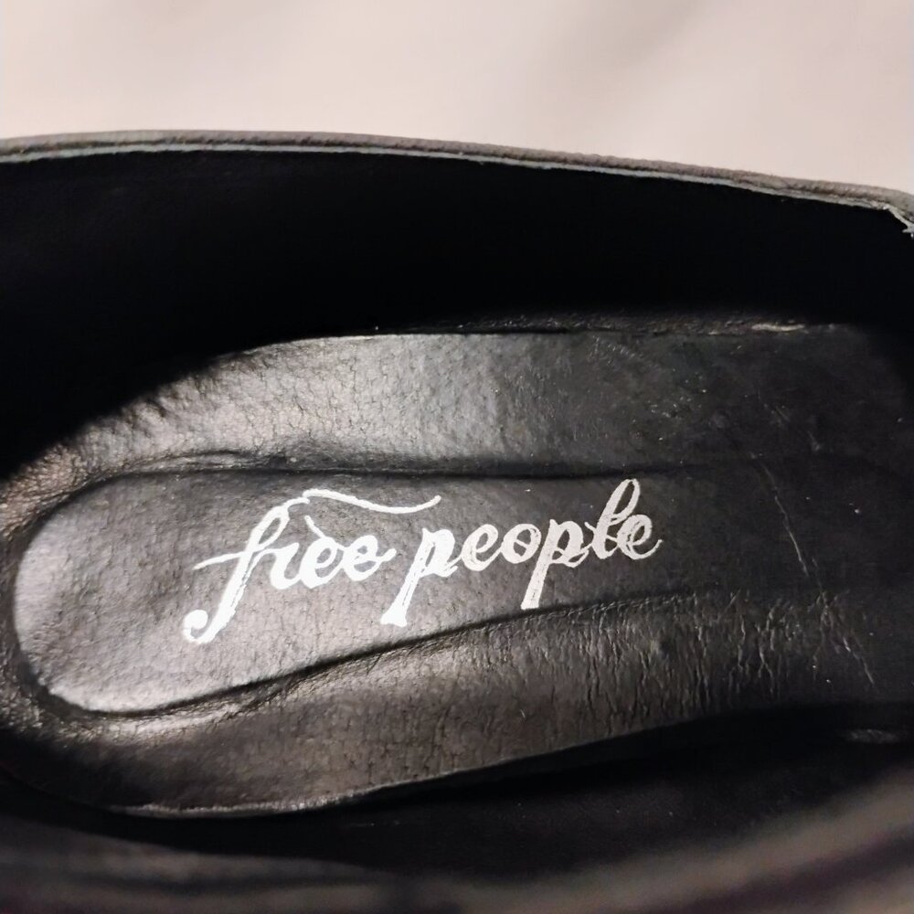 Free People Booties Ankle Boots Terrah Leather Chunky Heel Pull Slip On Black 41 - Picture 9 of 11